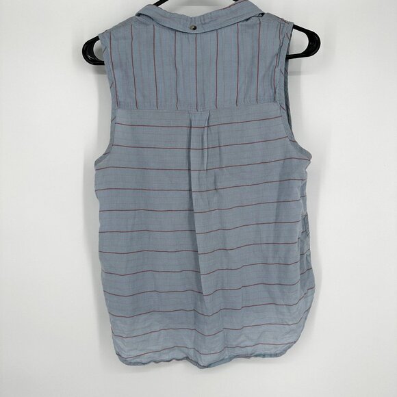 Toad & Co Blouse Sleeveless Stripe Blue size‎ Medium 100% Cotton - Picture 2 of 6